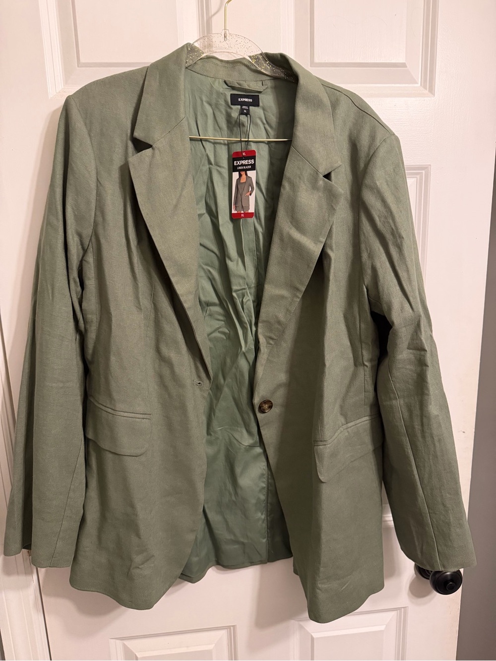 Express Women's Sage Single-Button Blazer